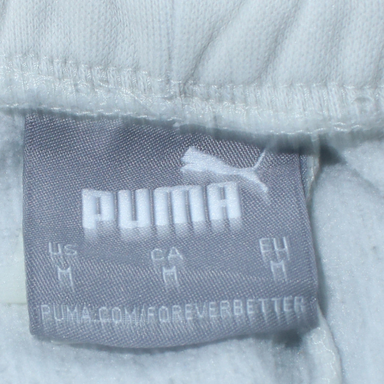 Puma Men's White Jogger Sweatpants M Logo Tape Regular Fit