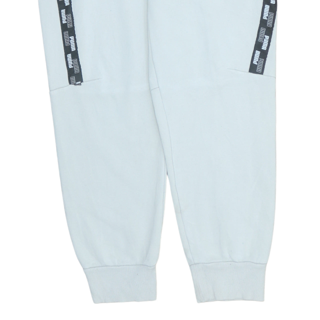 Puma Men's White Jogger Sweatpants M Logo Tape Regular Fit