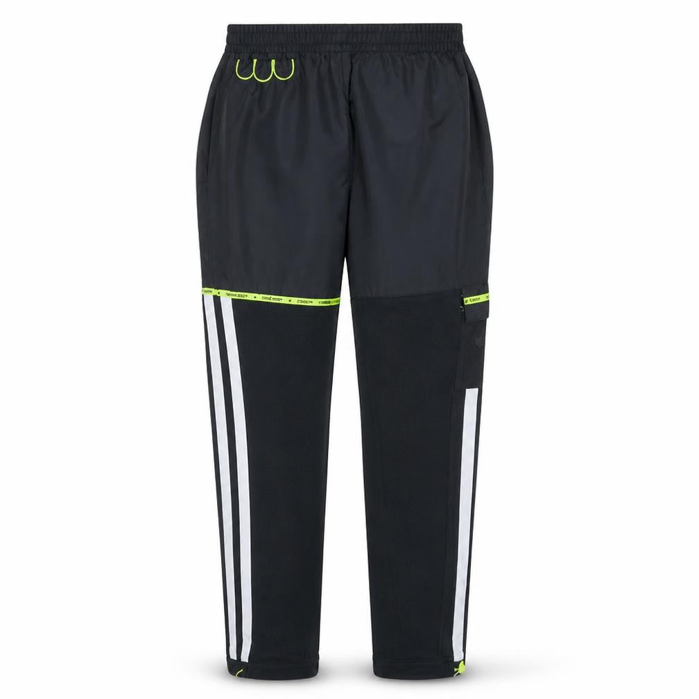 Front view of Adidas men’s black jogger trousers, size M, primegreen lightweight
