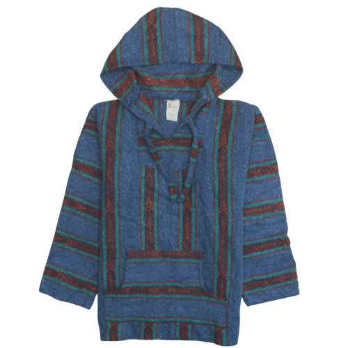 Peyote Men's Blue Bohemian Striped Pullover Hoodie XL