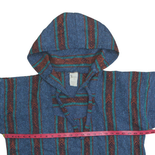 Peyote Men's Blue Bohemian Striped Pullover Hoodie XL