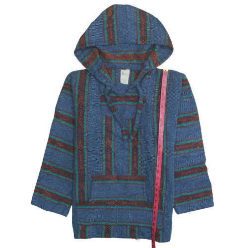 Peyote Men's Blue Bohemian Striped Pullover Hoodie XL