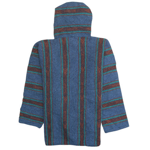 Peyote Men's Blue Bohemian Striped Pullover Hoodie XL