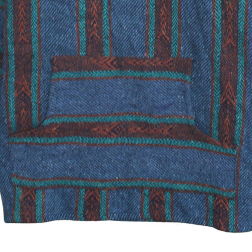 Peyote Men's Blue Bohemian Striped Pullover Hoodie XL