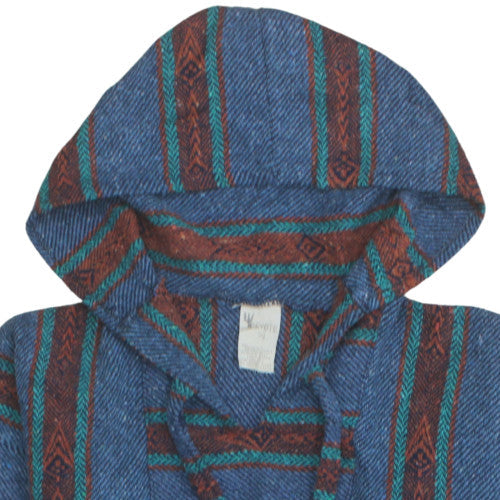Peyote Men's Blue Bohemian Striped Pullover Hoodie XL