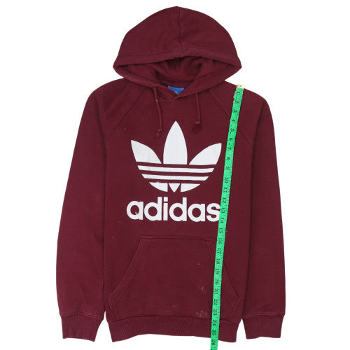 adidas Men's Red Pullover Hoodie Small Logo Graphic Fleece
