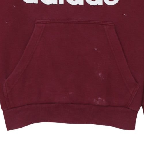 adidas Men's Red Pullover Hoodie Small Logo Graphic Fleece