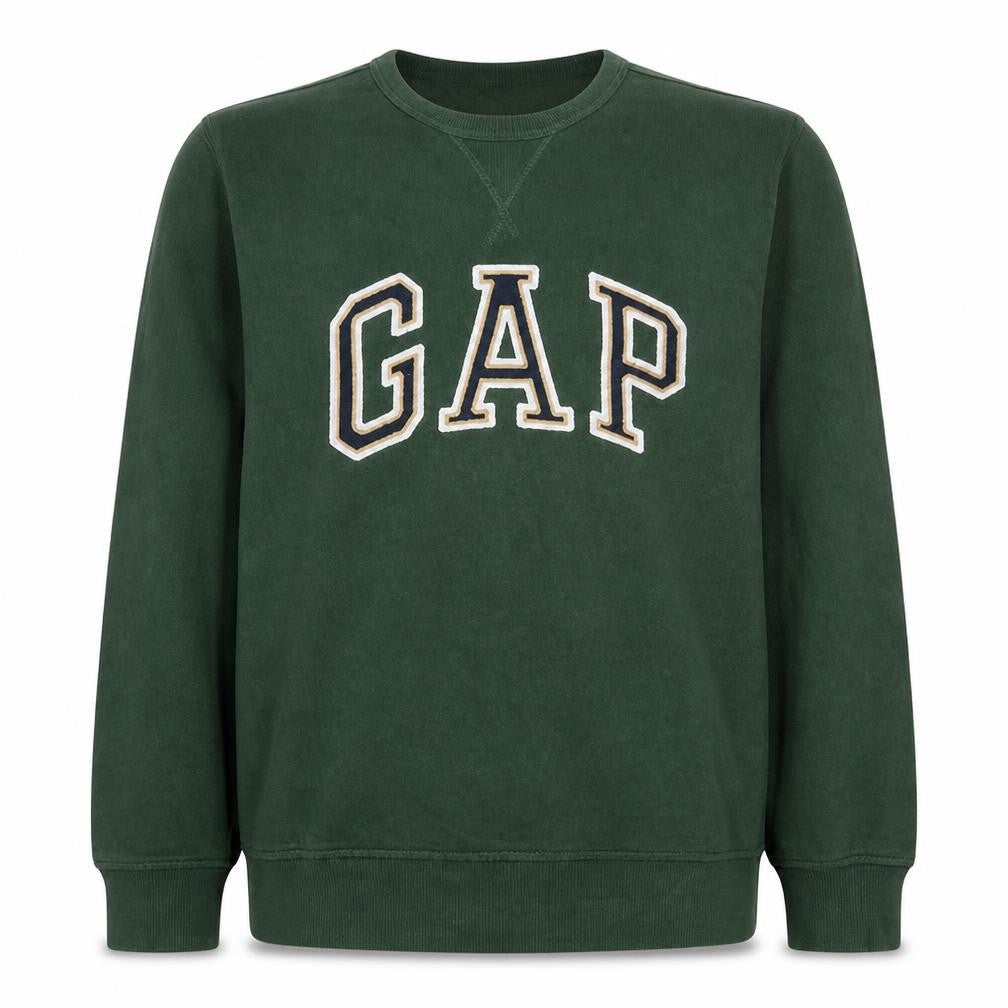 Gap Men's Green Pullover Sweatshirt M Logo College Fleece