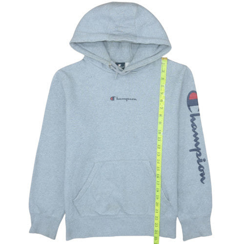 Champion Men's Grey Pullover Hoodie Large Logo Fleece Sweatshirt