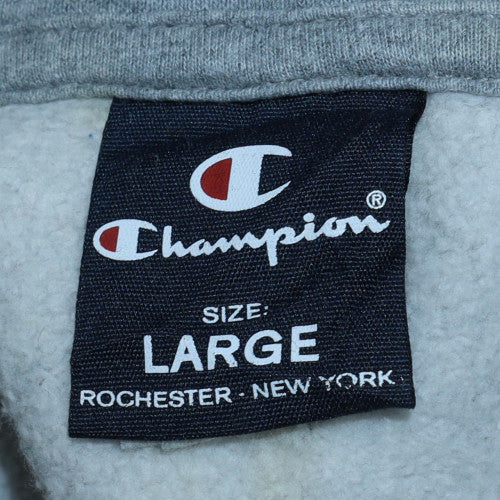 Champion Men's Grey Pullover Hoodie Large Logo Fleece Sweatshirt