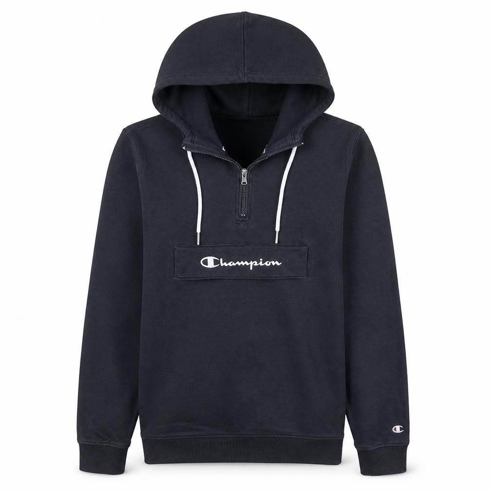 Champion Men's Black Medium 1/2 Zip Hoodie Sweatshirt