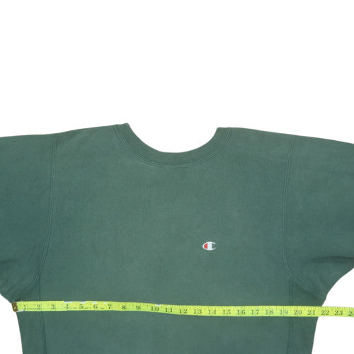 Champion Men's Green Reverse Weave Sweatshirt Medium Vintage Fleece