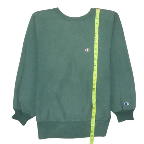 Champion Men's Green Reverse Weave Sweatshirt Medium Vintage Fleece