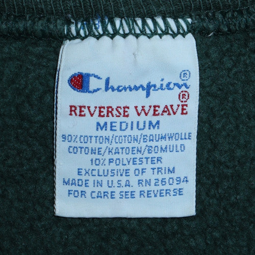 Champion Men's Green Reverse Weave Sweatshirt Medium Vintage Fleece
