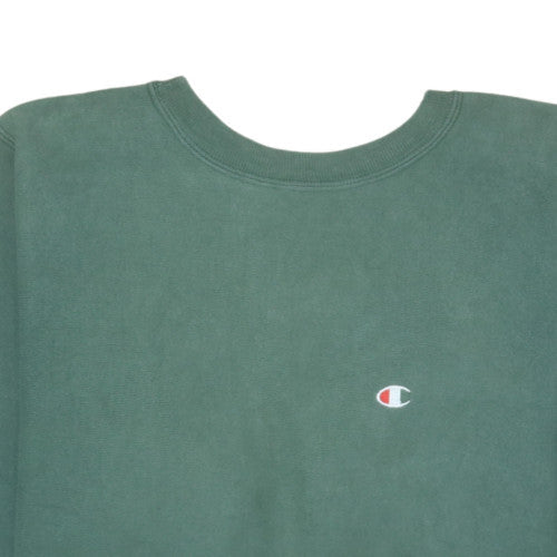 Champion Men's Green Reverse Weave Sweatshirt Medium Vintage Fleece