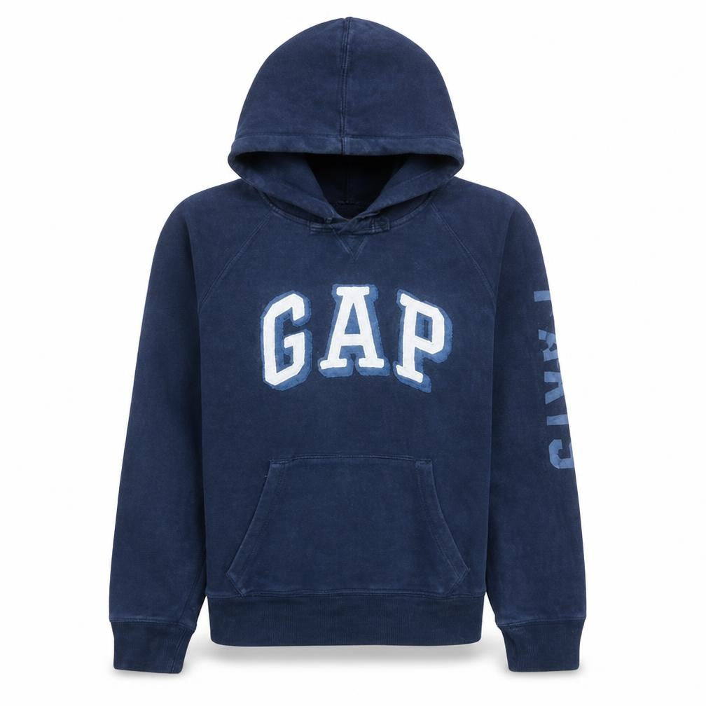 Gap Men's Blue Pullover Hoodie Medium Logo Fleece Sweatshirt