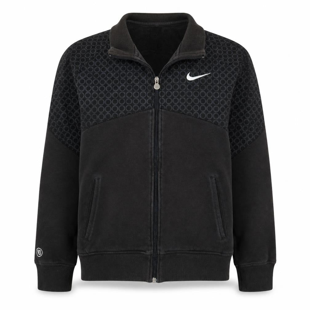 Nike Men's Black Full Zip Fleece Sweatshirt M Geometric Logo