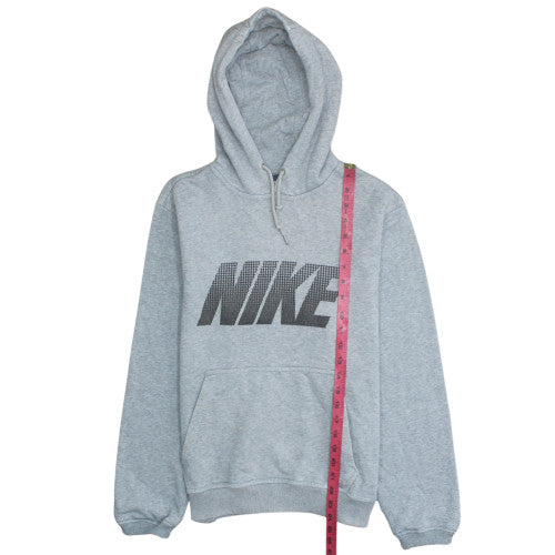 Nike Mens Grey Pullover Hoodie Medium Cotton Blend Logo Sweatshirt