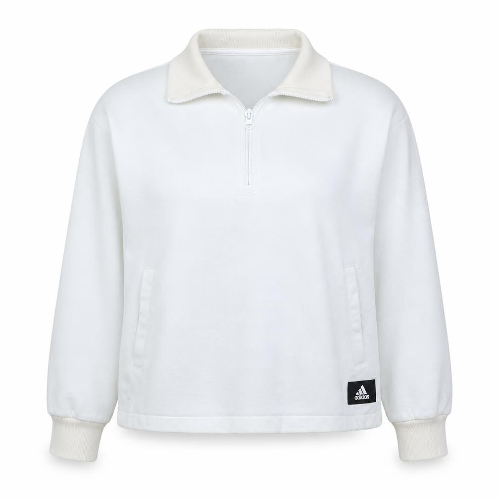 Adidas Women White XS 1/2 Zip Pullover Sweatshirt with Logo