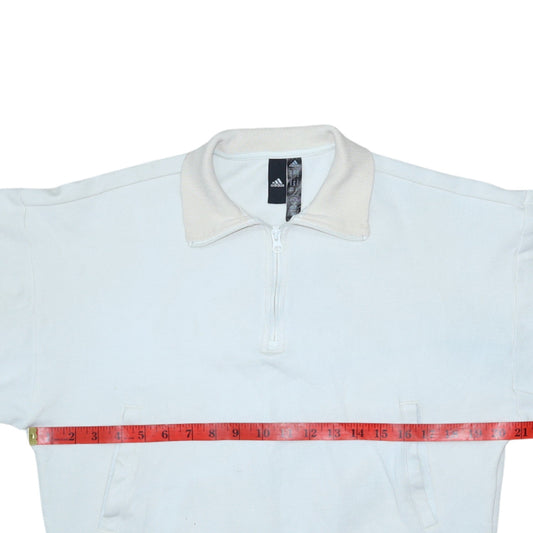 Adidas Women White XS 1/2 Zip Pullover Sweatshirt with Logo