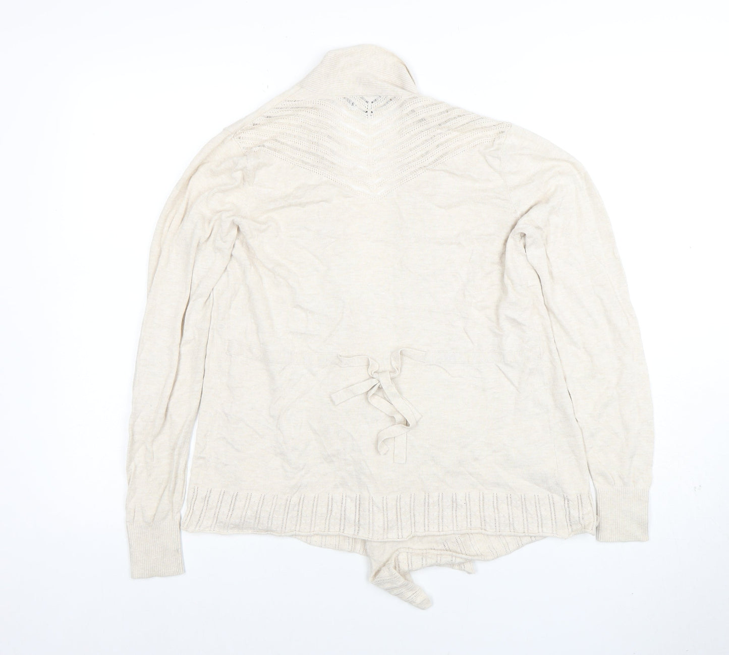 Laura Ashley Women Beige Knit Wrap Cardigan Top Size 10