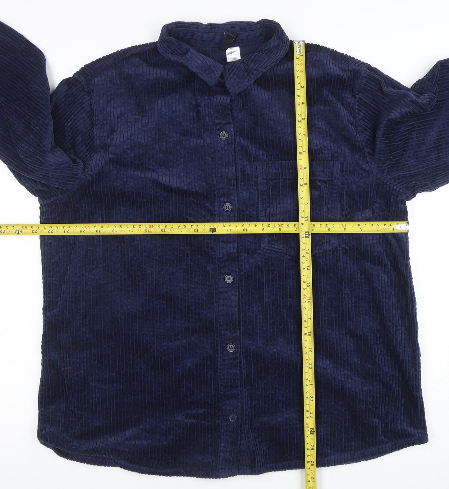 H&M Divided Women's Blue Corduroy Button Jacket Size M