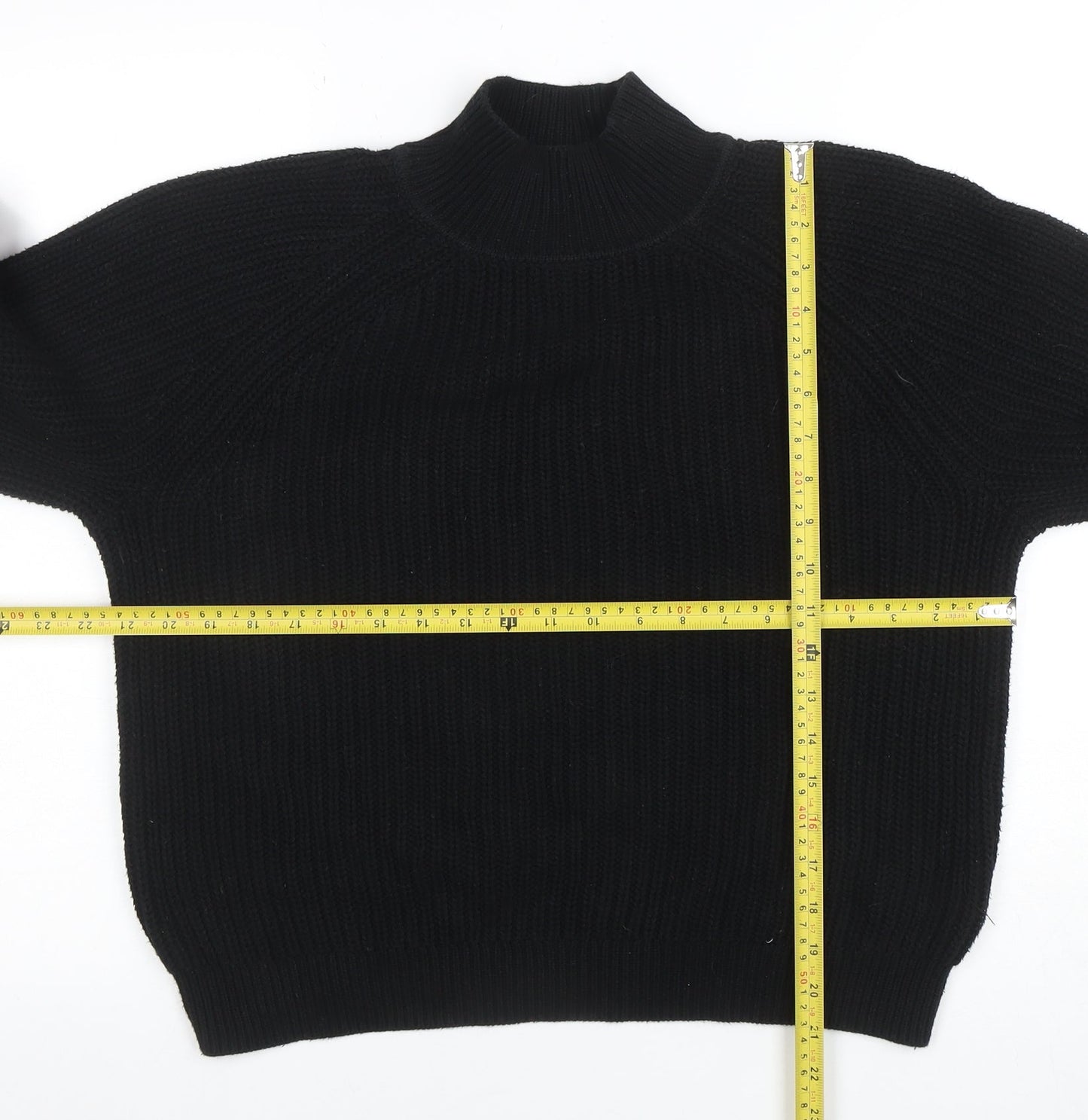GAP Women’s Black Mock Neck Chunky Knit Wool Blend Jumper XS