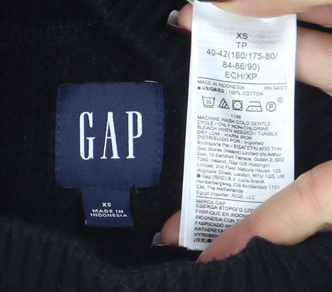 GAP Women’s Black Mock Neck Chunky Knit Wool Blend Jumper XS