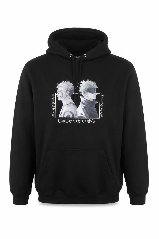Just Hoods Mens Black Anime Graphic Pullover Hoodie Size L