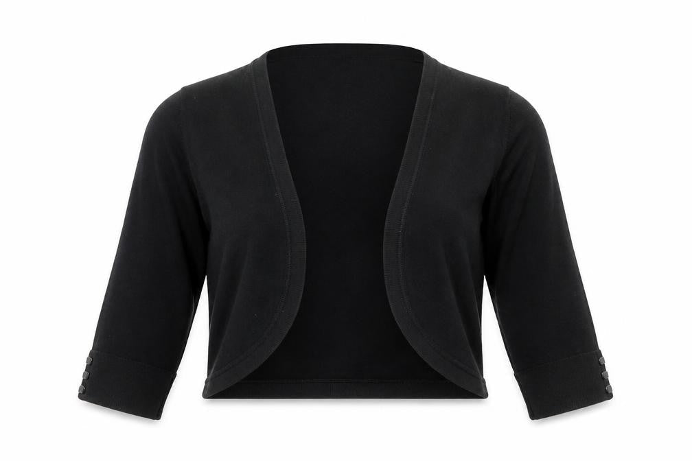 Monsoon Women Black Size 16 Cropped Knit Cardigan