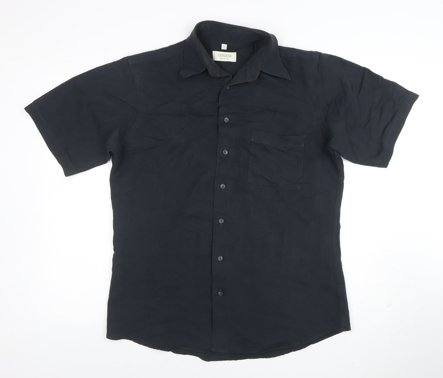 Canda Men's Black Short Sleeve Viscose Polo Shirt Size S