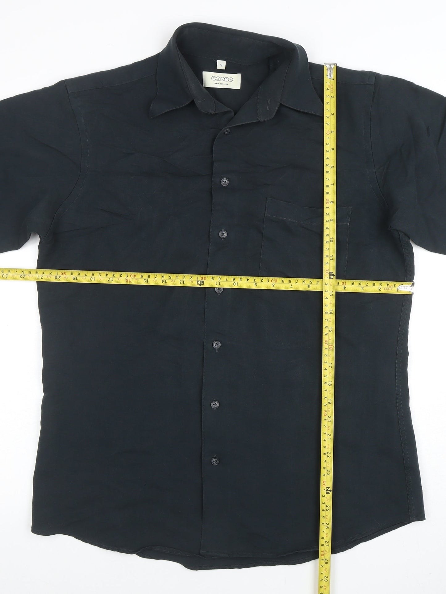 Canda Men's Black Short Sleeve Viscose Polo Shirt Size S