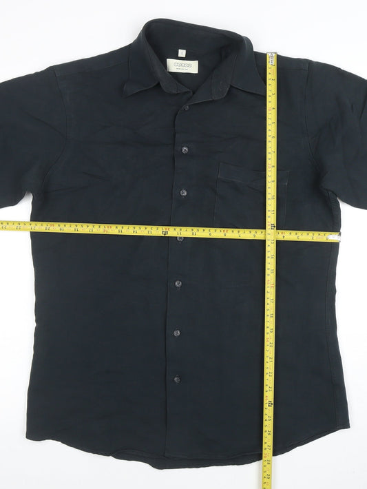 Canda Men's Black Short Sleeve Viscose Polo Shirt Size S
