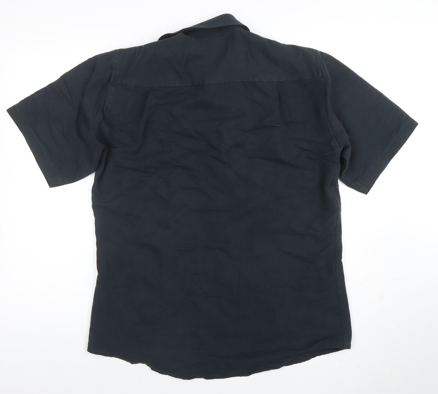 Canda Men's Black Short Sleeve Viscose Polo Shirt Size S