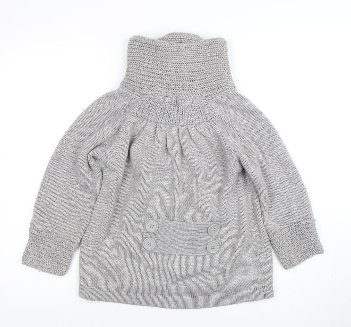 Xhye Womens Grey Acrylic Button Cardigan Jumper Size 10