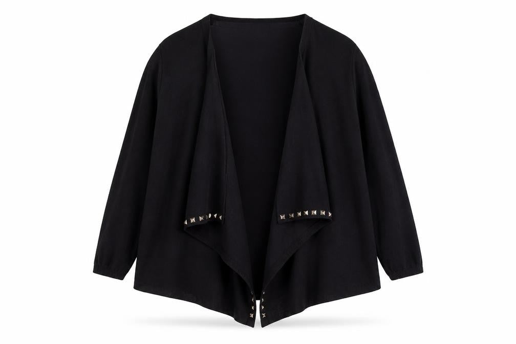 James Lakeland Women Black Studded Open Knit Cardigan Size 18