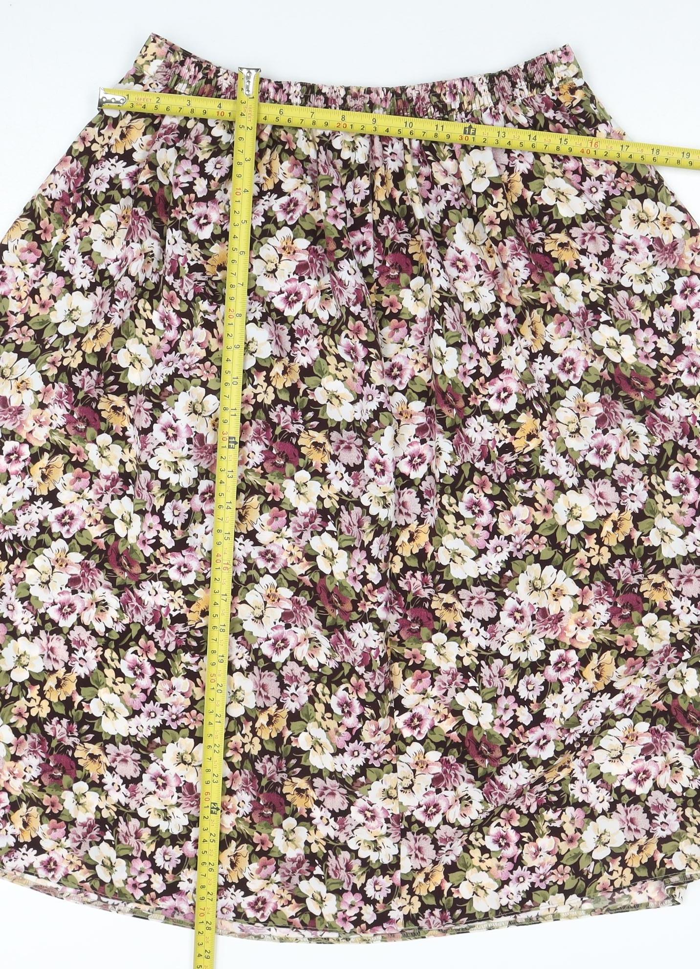 Honor Millburn Women’s Multicoloured Floral Midi A-Line Skirt Size 14