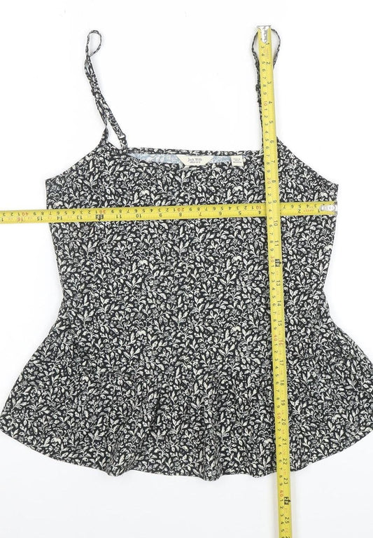 Jack Wills Womens Black Floral Camisole Tank Top Size 8
