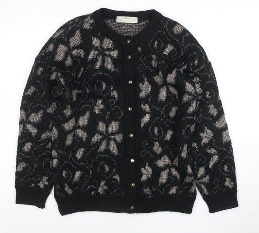 Marks and Spencer Women's Black Floral Mohair Blend Cardigan Size 12-14