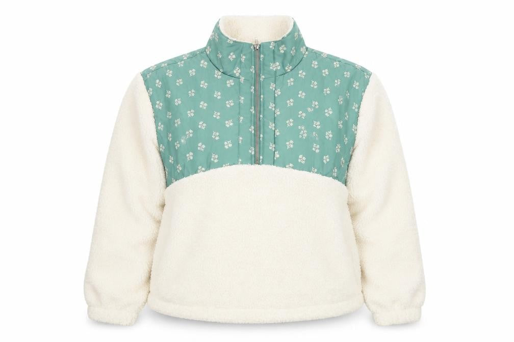 Universal Thread Women Ivory Green 1/2 Zip Pullover Sweatshirt M