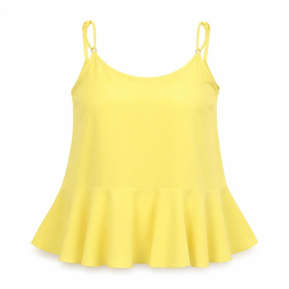 River Island Women’s Yellow Camisole Peplum Tank Top Size 8
