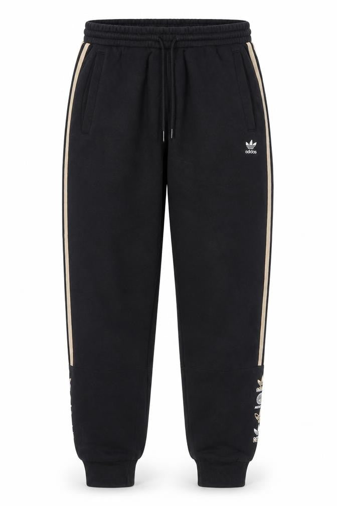 Adidas Men's Black Jogger Trousers Size M Elastic Waist with Side Stripes