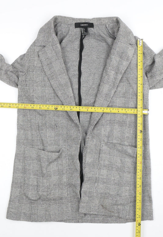 Forever 21 Women Grey Check Blazer Jacket Size S Classic Fit