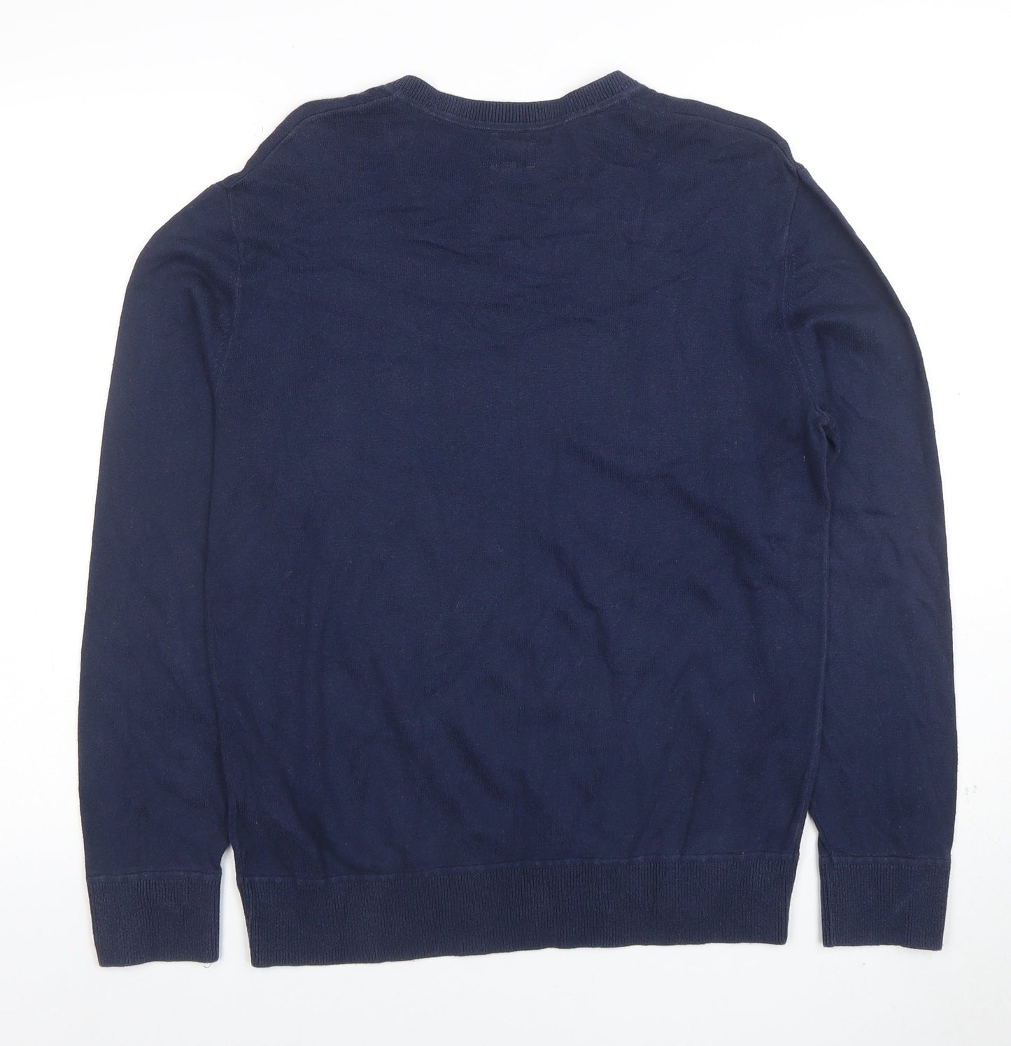 GAP Men's Blue V-Neck Cotton Pullover Jumper Size S