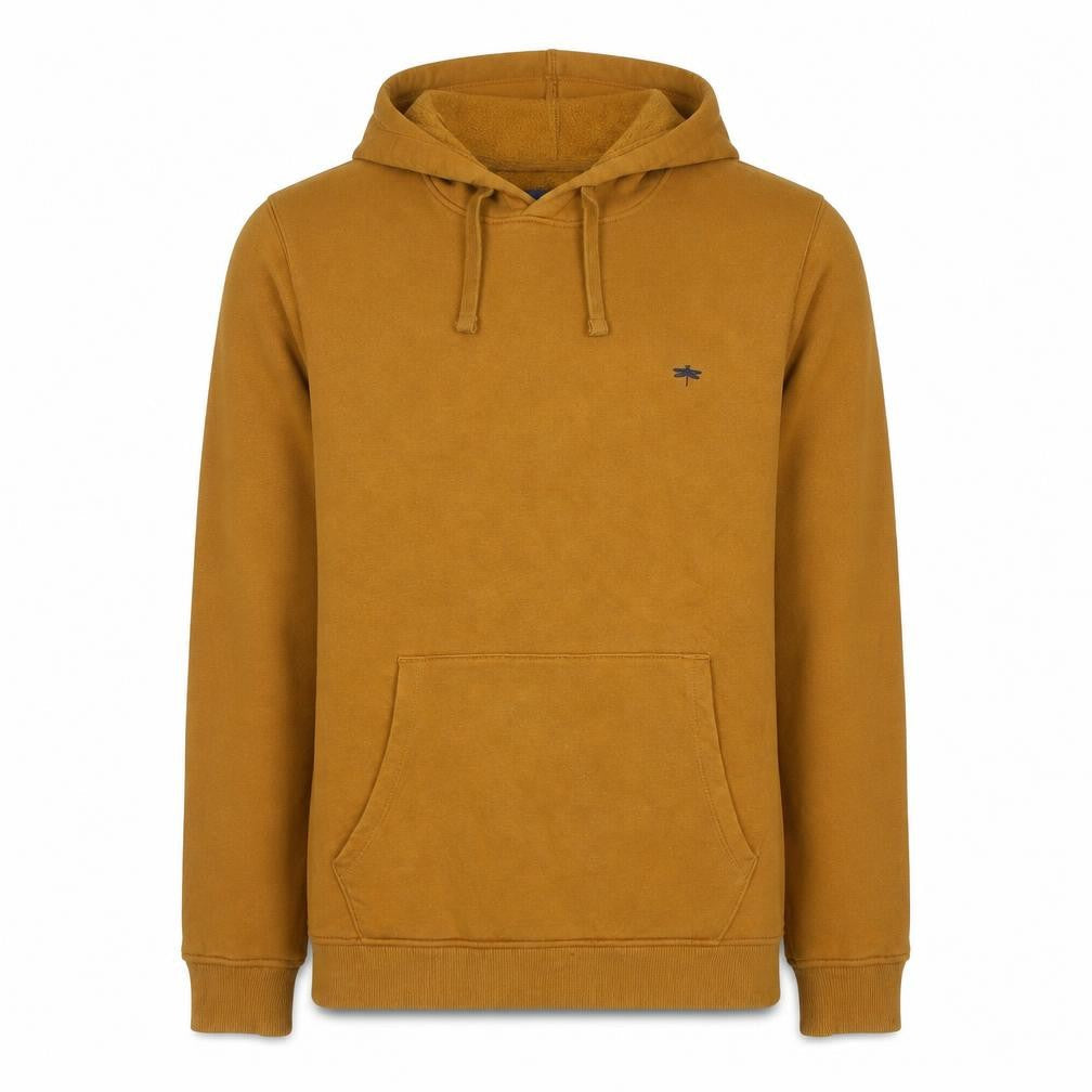Front view of Easy Men's Brown Small Pullover Hoodie Cotton Blend Fleece