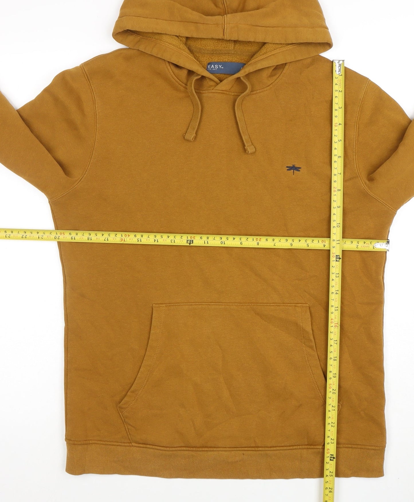 Easy Men's Brown Small Pullover Hoodie Cotton Blend Fleece