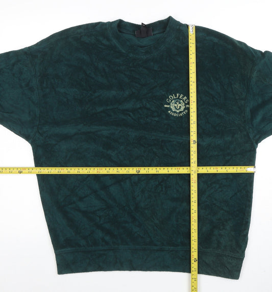 H&M Women’s Green Oversized Fit Velour Sweatshirt Size L - Golfers Print