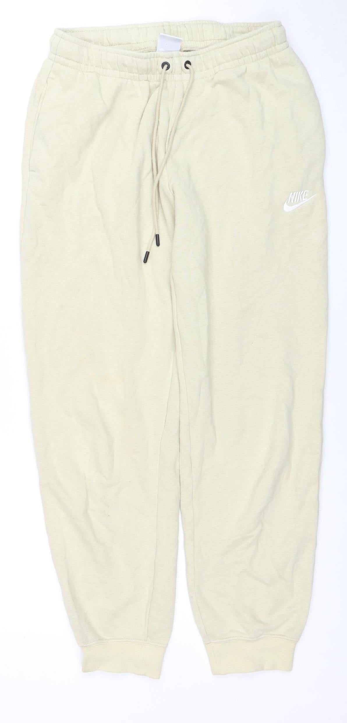 Nike Women's Beige Jogger Sweatpants S Fleece Activewear Trousers