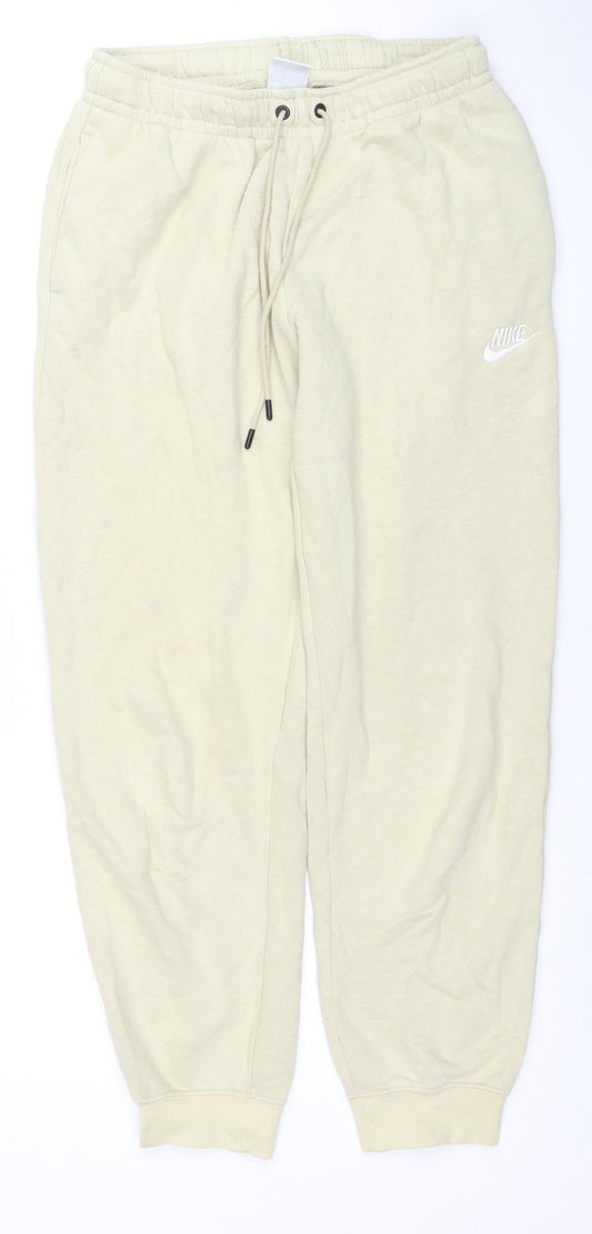 Nike Women's Beige Jogger Sweatpants S Fleece Activewear Trousers