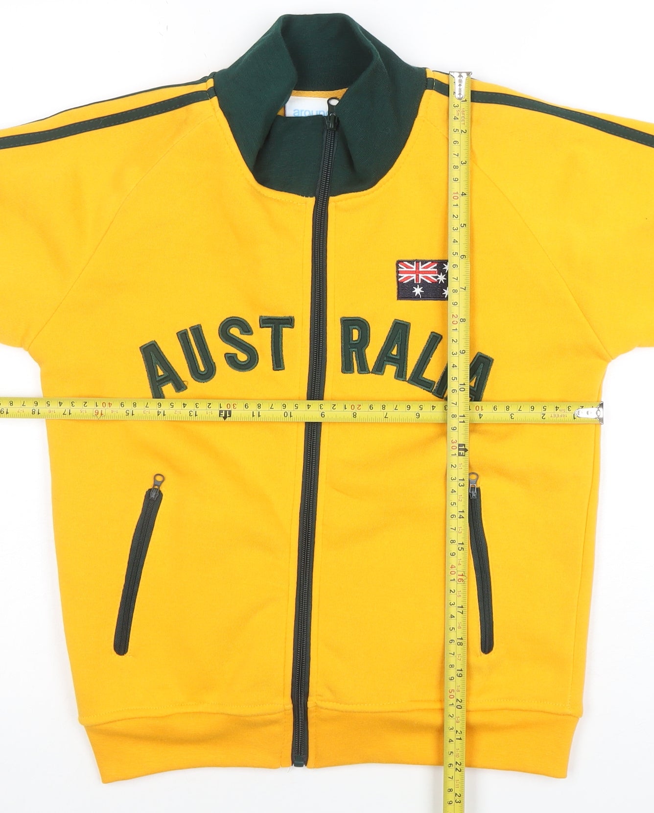 Around Australia Boys Yellow Full Zip Sweatshirt Size 12 Classic Fit